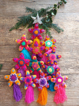 Mexikanischer Weihnachtsbaumschmuck Aufhänger, Anhänger, handgemacht, Handgemachter bestickter Weihnachtsbaumschmuck, Filz Weihnachtsbaumschmuck mexikanisch, Bestickter Baumschmuck Weihnachten Handmade, Textiler Weihnachtsanhänger handgefertigt, Genähter Filz Weihnachtsbaumschmuck, Traditioneller mexikanischer Weihnachtsschmuck, Handgemachte Weihnachtsdekoration Mexiko, Stern, boho hippie, pink