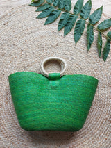 Mexikanische Einkaufstasche aus Naturmaterial Palmenblatt Strohtasche bunt mexikanisch handgefertigt Kunsthandwerker Chiapas gestreift Streifen Markttasche Einkaufstasche Shopper Strandkorb Beachtasche mexican beachbag strawbag grün green