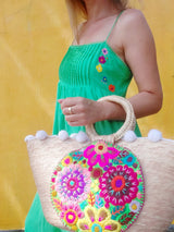 Mexican dress with 3/4 sleeve (pink) hand embroidered in Zinacantan, boho summer dress