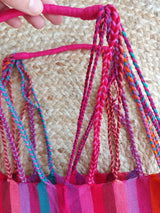 Tragetasche, Markttasche, Einkaufstasche, Stofftasche, Textiltasche, Baumwolle, bestickt, Kunsthandwerk, mexikanisch, Mexiko, geflochten, gewebt, Streifen, Skull, bunt, Schädel, Totenkopf,  dia de muertos, Catrina, Dia de muertos, Tag der Toten, Halloween