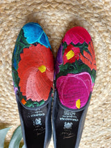 Ballerina, flat shoes, Damenschuhe Sommer, Sandalen, moccasin, Loafer, elegant, ausgefallen, mit Stickerei, Leder, Absatz, Größe 38, mexikanisch, Kunsthandwerk, Pantoffel, Frida Kahlo Schuhe