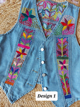Weste mit Blumenstickerei, Damenweste mit Stickerei aus Mexiko, hippie Damenweste, boho chic Damenweste bestickt, Mexikanische Mode