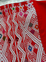 Corsage, corsett, Corsageoberteil, Corsagetop, rot, Hochzeitskleid mexikanisch, Mexiko, handgewebt, Maya Muster, geometrisch, Kunsthandwerk, Kostüm, Dirndl, Mittelaltermode, Schnürung hinten, mit Reissverschluss, fair trade