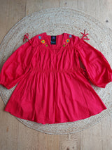 Mexican dress long (white) hand embroidered in Zinacantan, boho summer dress