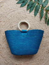 Mexikanische Einkaufstasche aus Naturmaterial Palmenblatt Strohtasche bunt mexikanisch handgefertigt Kunsthandwerker Chiapas gestreift Streifen Markttasche Einkaufstasche Shopper Strandkorb Beachtasche mexican beachbag strawbag