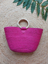 Mexikanische Einkaufstasche aus Naturmaterial Palmenblatt Strohtasche bunt mexikanisch handgefertigt Kunsthandwerker Chiapas gestreift Streifen Markttasche Einkaufstasche Shopper Strandkorb Beachtasche mexican beachbag strawbag