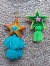 Weihnachtsdeko, Weihnachtsbaumschmuck aus Mexiko, Sterne, Pinata, Herz, handbestickt, Blumenstickerei, Kunsthandwerk, bunt, Bommel, Adventskranz, Anhänger, Baumdeko, Baum schmücken mit mexikanischer Deko, mexique, mexican tree decoration for Christmas