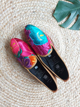 Ballerina, flat shoes, Damenschuhe Sommer, Sandalen, moccasin, Loafer, elegant, ausgefallen, mit Stickerei, Leder, Absatz, Größe 38, mexikanisch, Kunsthandwerk, Pantoffel, Frida Kahlo Schuhe