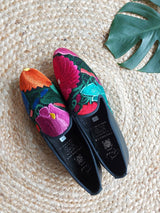 Ballerina, flat shoes, Damenschuhe Sommer, Sandalen, moccasin, Loafer, elegant, ausgefallen, mit Stickerei, Leder, Absatz, Größe 38, mexikanisch, Kunsthandwerk, Pantoffel, Frida Kahlo Schuhe, Größe 40
