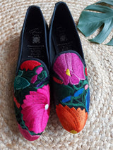 Ballerina, flat shoes, Damenschuhe Sommer, Sandalen, moccasin, Loafer, elegant, ausgefallen, mit Stickerei, Leder, Absatz, Größe 38, mexikanisch, Kunsthandwerk, Pantoffel, Frida Kahlo Schuhe, Größe 40