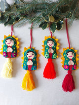 exikanische Weihnachtsanhänger, Weihnachtsbaumanhänger Mexiko, bestickte Weihnachtsanhänger, Filz Weihnachtsanhänger, handgestickter Weihnachtsschmuck, Weihnachtsdeko ausgefallen, bunte Weihnachtsdeko, mexikanische Filzornamente, Bommel Anhänger, Quaste / Tassel Anhänger, Pompon Weihnachtsanhänger, Jesuskind Baumschmuck, Lama Baumschmuck, Anhänger, folkloristischer Christbaumschmuck, handgemacht Mexiko, Fair-Trade Weihnachtsdeko, Boho Weihnachtsanhänger, farbenfroher Christbaumschmuck