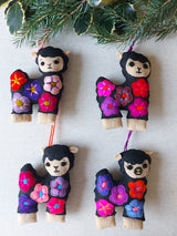 Weihnachtsbaumschmuck Anhänger Lama bestickt mit Blumen (Design A), Weihnachtsdeko, Geschenk Adventskalender aus Mexiko