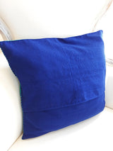 Boho Deko-Kissen Maya rot-indigoblau, handgenäht und bestickt aus Mexiko