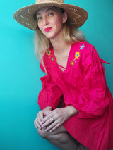 Mexican dress long (white) hand embroidered in Zinacantan, boho summer dress