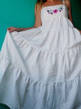 Kleid, Sommerkleid mit mexikanischer Stickerei, Chiapas, Zinacantan, Blumen, elegant, Volant, dress, mexican, Mode, Clothing, fashion