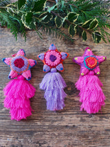 Weihnachtsdeko, Baumschmuck, Anhänger, Bommel, bunt, mexikanisch, Stoff, Filz, boho, hippie, Adventsdeko, Fensterdeko, Kranz, Tischdeko bestickt, ethno, mexican christmas tree decoration adorno para navidad mexicano, motitas