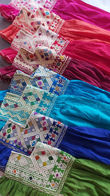 Bohochic summer top, blouse (turquoise) with flounce short sleeves, embroidered from Mexico