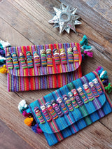 Boho clutch - evening bag - shoulder bag with dolls from Mexico