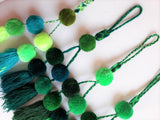 Bag pendant - pom pom (shades of green)