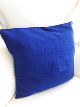 Boho decorative pillow Maya turquoise blue, hand sewn and embroidered from Mexico