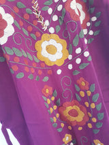 mexikanische Boho Tunika, mexikanisches Kleid, Kleid lang, bestickt, Blumenstickerei, Sommermode aus Mexiko, Handwerkskunst, Hippie/Folklor/Ethno Damenbluse, bunt, pink, türkis, für Strand, Urlaub, Beachparty, fair gehandelt, Gypsie, florales Design, Frida Kahlo Stil, Ibiza, handgenäht, fair trade, slow fashion