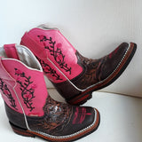 Mädchen Stiefel pink, Cowboystiefel, bestickt, Blumen, boho, rosa, Winterstiefel, Reitstiefel, Leder, mexikanisch, Mexiko, Stickerei, Herbst, Winter, braun, Absatz, Kinder, 2-9 Jahre