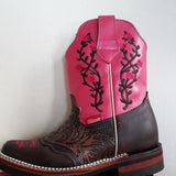 Mädchen Stiefel pink, Cowboystiefel, bestickt, Blumen, boho, rosa, Winterstiefel, Reitstiefel, Leder, mexikanisch, Mexiko, Stickerei, Herbst, Winter, braun, Absatz, Kinder, 2-9 Jahre