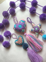 Pom pom garland, tree decoration, room decoration in 4 colors (purple, white, red, pink)