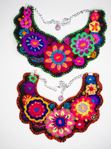 Mexikanische Schmuck Mexiko bunt Textil boho Halskette Herzanhänger Valentinsgeschenk Textil Statement mexican jewelery handmade european online shop clothing fashion accessoires mexicain Mode, Blumenstickerei