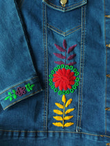 Jeansjacken Damen besonders mit Blumen bestickt, Jeansjacke bestickt florale Muster, mexikanische Jeansjacke Stickerei Blumen, Jeansjacke bestickt Boho, Jeansjacke Rücken bestickt, Jeansjacke oversize, bestickte Jeansjacke Damen, ausgefallene Jeansjacke, Blumenstickerei, dunkelblaue Denimjacke, handbestickt, Baumwolljacke, mexikanisches Design, Ethno-Mode, Frida Kahlo Stil, Hippie-Look, Boho-Chic, bunte Blumenmuster, stretch, dunkelblau, Festival Style, Festival Outfit