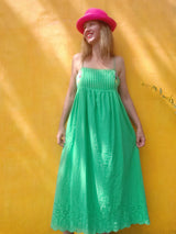 Mexikanisches Kleid (grün) bestickt in Zinacantan, Sommerkleid