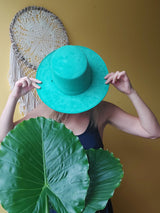 Fedora Hut mint, türkis, hellgrün, Veganer Hut, Breite Krempe, Cowboyhut, Handgefertigter Hut, Wildleder Imitat Hut, Hut für Herbst Winter Frühling, Boho Hut, Hut für Frauen, Mexikanischer Hut, Stilvoller Hut, Sombrero, Hut, Mütze, farbenfroh, Wetterfest, mexikanisch, Fedora Hut, blau, Hochzeit, elegant