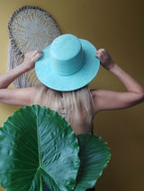 Fedora Hut mint, türkis, hellgrün, Veganer Hut, Breite Krempe, Cowboyhut, Handgefertigter Hut, Wildleder Imitat Hut, Hut für Herbst Winter Frühling, Boho Hut, Hut für Frauen, Mexikanischer Hut, Stilvoller Hut, Sombrero, Hut, Mütze, farbenfroh, Wetterfest, mexikanisch, Fedora Hut, blau, Hochzeit, elegant