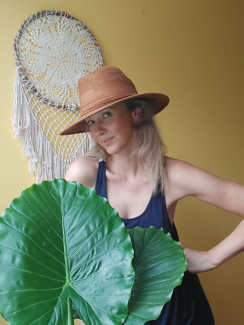 Hut Fedora (beige, braun) mit breiter Krempe, Cowboyhut, Damen, Herren, Hut aus Mexiko