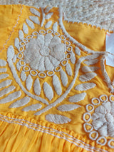 Bluse-Tunika-Top Margarete (gelb) handbestickt aus Mexiko