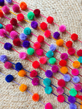 Mexican garland of colourful tassels, christmas tree decoration, kids room decoration