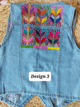 Weste mit Blumenstickerei, Damenweste mit Stickerei aus Mexiko, hippie Damenweste, boho chic Damenweste bestickt, Mexikanische Mode