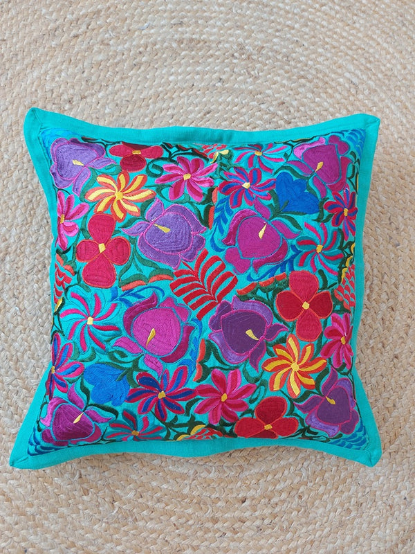 Kissenbezug mexikanisch türkis, Kissenbezug bestickt, bunte Kissenbezüge, Kissenbezug bunt, Kissenhülle Blumenstickerei pink, Kissenbezug 50 x 50 pink rot, Blumenmuster mexikanischTerrassedeko Kissen für draussen, Mexikanische Party, mexikanische Hochzeit, mexikanische Kissenbezug, boho Kissen für den Garten, bunte Kissen für Outdoor Lounge, mexikanisch einrichten Balkon, mexican style, boho Kissenhülle bunt mit Blumen