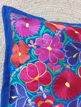 Kissenbezug mexikanisch blau, Kissenbezug bestickt, bunte Kissenbezüge, Kissenbezug bunt, Kissenhülle Blumenstickerei pink, Kissenbezug 50 x 50 pink rot, Blumenmuster mexikanischTerrassedeko Kissen für draussen, Mexikanische Party, mexikanische Hochzeit, mexikanische Kissenbezug, boho Kissen für den Garten, bunte Kissen für Outdoor Lounge, mexikanisch einrichten Balkon, mexican style, boho Kissenhülle bunt mit Blumen