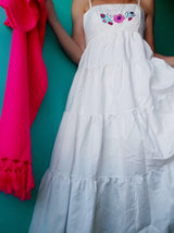 Kleid, Sommerkleid mit mexikanischer Stickerei, Chiapas, Zinacantan, Blumen, elegant, Volant, dress, mexican, Mode, Clothing, fashion
