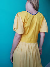 Mexikanisches Kleid aus Oaxaca (gelb) bestickt, Boho Sommerkleid