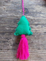 Tree decoration star with stripe embroidery from Mexico, Christmas Decoration
