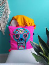 Auf Anfrage: Calavera, Dia de muertos, skull Kissenbezug (türkis oder pink) handgewebt und handbestickt, aus Mexiko