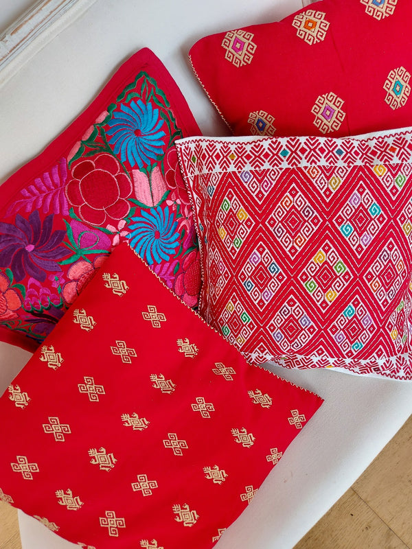 Kissenbezug mexikanisch bunte Dekokissen Kunsthandwerk Blumenstickerei – Chunigula mexfashion