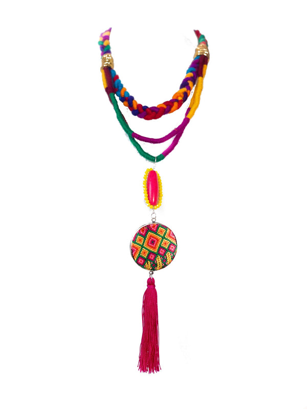 Colorful, handmade beach necklace long, (V2) made in Mexico
