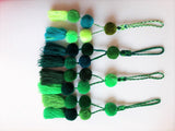 Bag pendant - pom pom (shades of green)