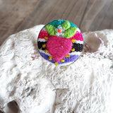 Ring round embroidered pink from Mexico (handmade)