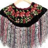 Poncho from Mexico black velvet with flower embroidery (Xmas Edition)