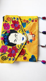Boho clutch - shoulder bag Frida in yellow from Mexico