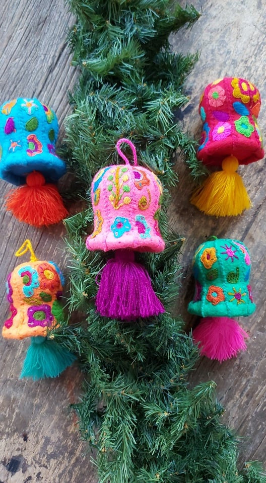 Christmas bell embroidered from Mexico